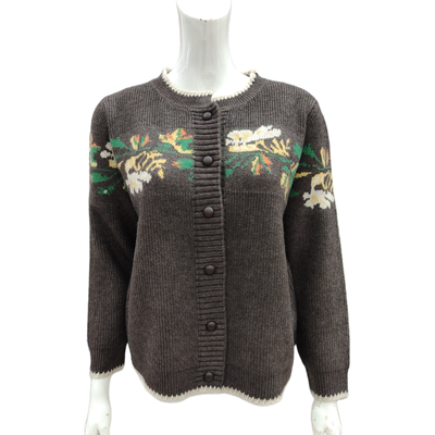 秋冬羊毛衫女士外套短款刺绣开衫