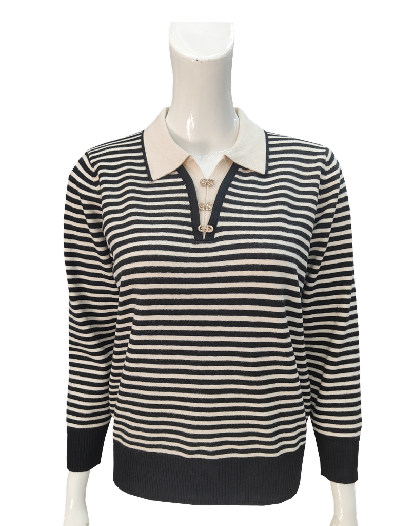 妈妈秋装长袖针织翻领上衣打底衫