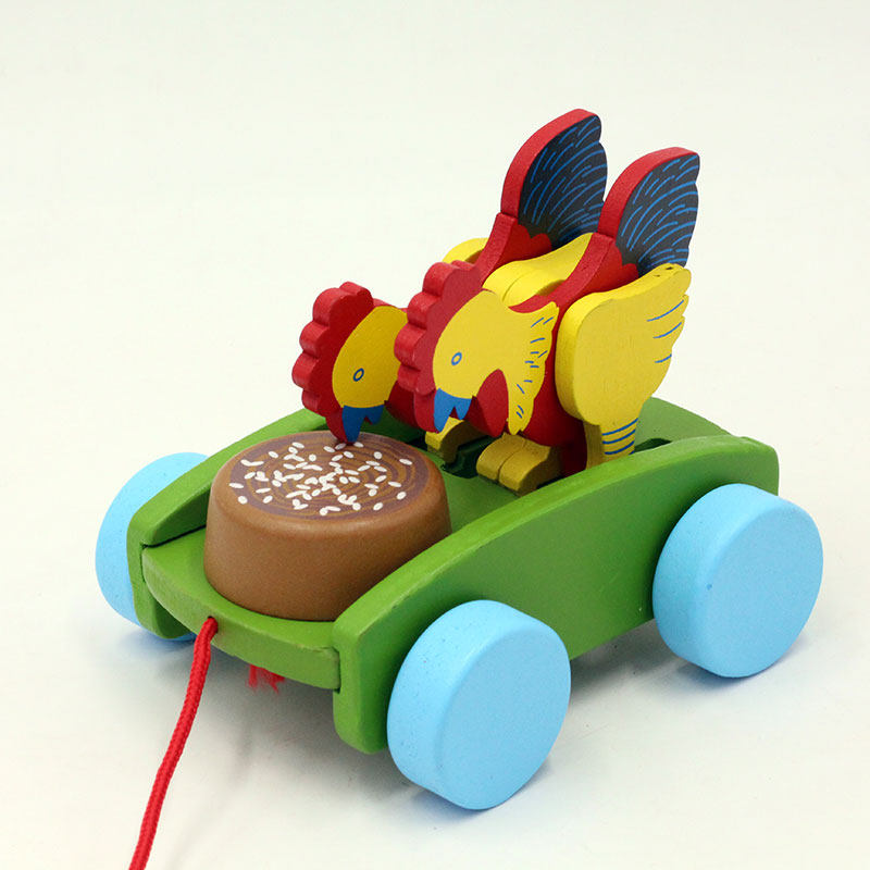 宝宝婴儿玩具推车质鸡吃米拖拉线学步车木制儿童玩具车一件包邮