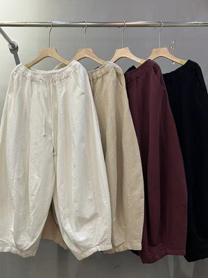 热海 浮生暂寄-000高品质重工亚麻设计师裁片灯笼裤