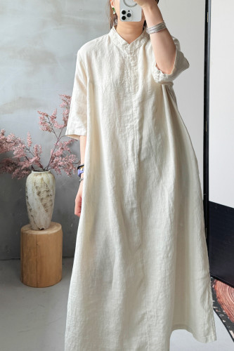 REHAI   茶-2549【100汉麻】敦实料盐缩禅意极简茶服禅服袍