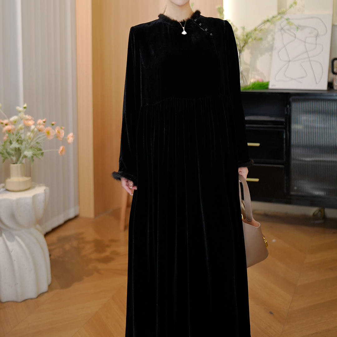 显瘦时尚高贵洋气桑蚕丝连衣裙