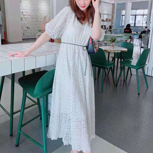 棉法式 绒 新疆 镂空刺绣收腰气质连衣裙ZF895 芊芊粉丝专享