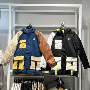 保暖连帽羽绒服外套534676 拼接工装 PUMA彪马男装 户外新款