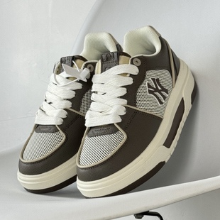 3ASXLSL4N 厚底增高情侣运动板鞋 MLB男女鞋 NY复古拼接撞色学长鞋