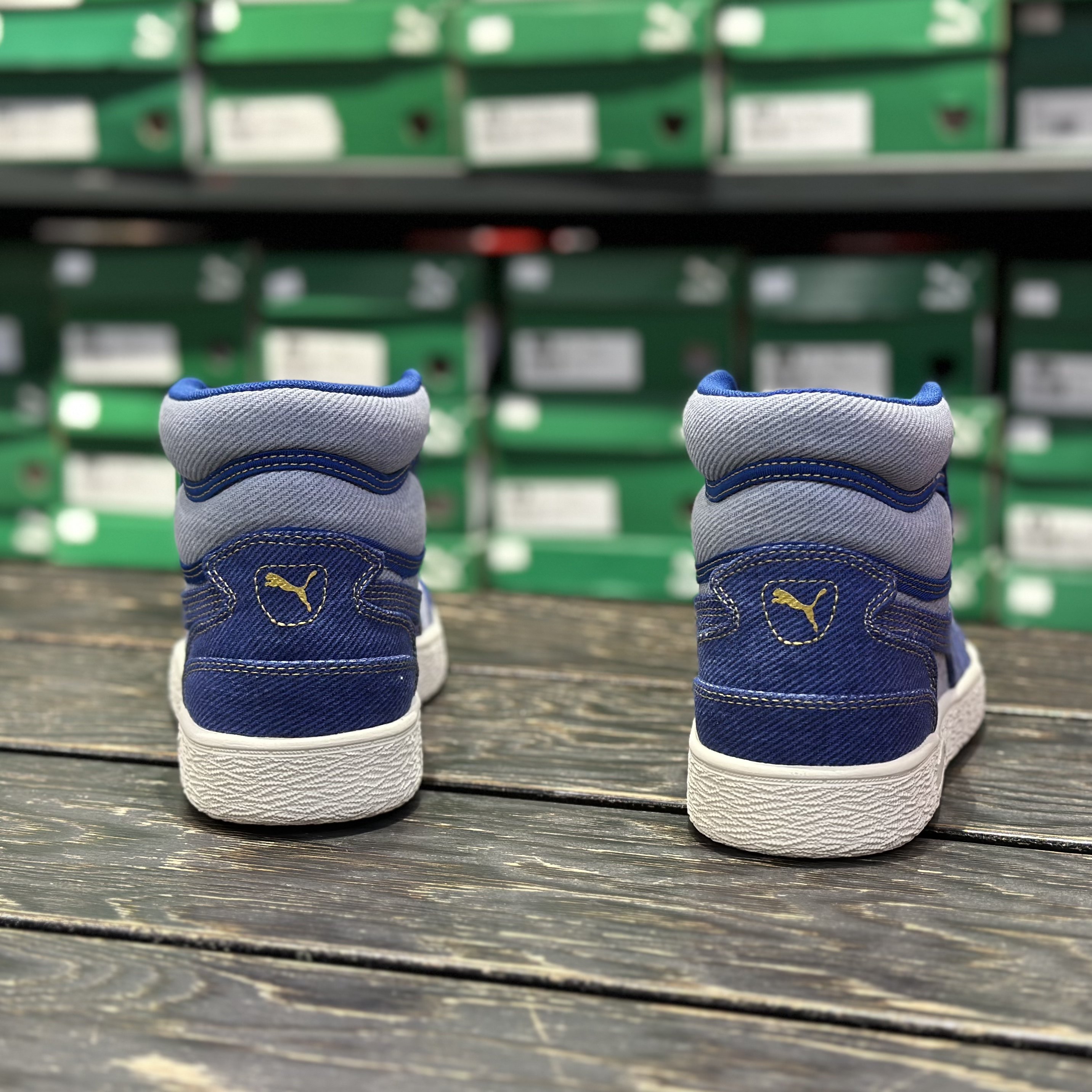 Puma 彪马 Rebound 男女情侣同款牛仔布帆布鞋休闲板鞋 387588-01