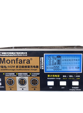 MF-2汽车EFB启停电瓶充电器AGM蓄电池充电机12v24伏自动脉冲电机