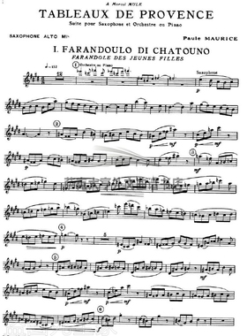 ZS013-萨克斯 莫瑞斯 普罗旺斯之画Tableaux de Provenc 带钢伴谱