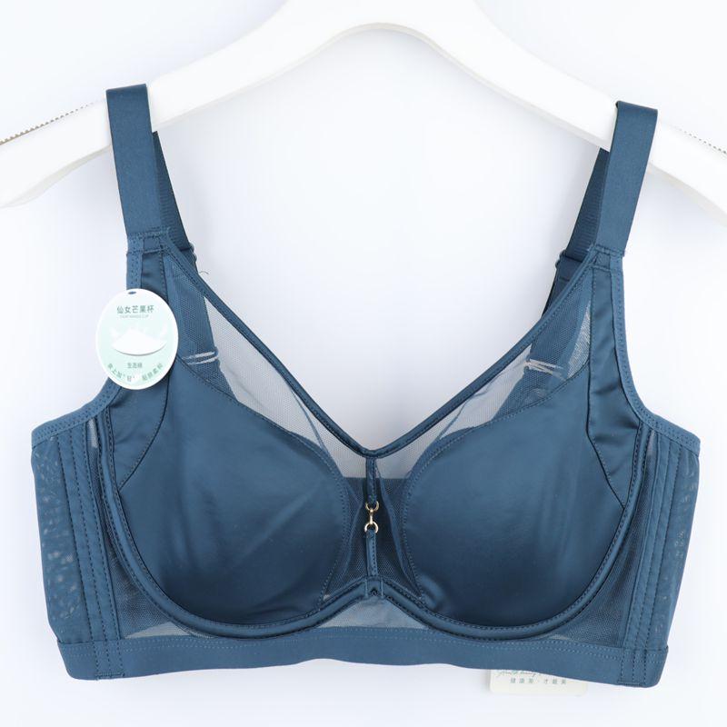 内衣女薄芒果杯大胸显小软钢圈聚拢收副乳防下垂调整型文胸罩8612