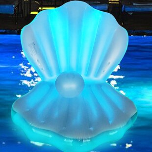 充气发光沙发LED灯贝壳浮排珍珠贝壳浮床水上漂浮玩具坐骑游泳圈