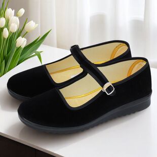 实在人女款软底老北京布鞋女平底黑布鞋妈妈上班酒店工作鞋舞蹈鞋