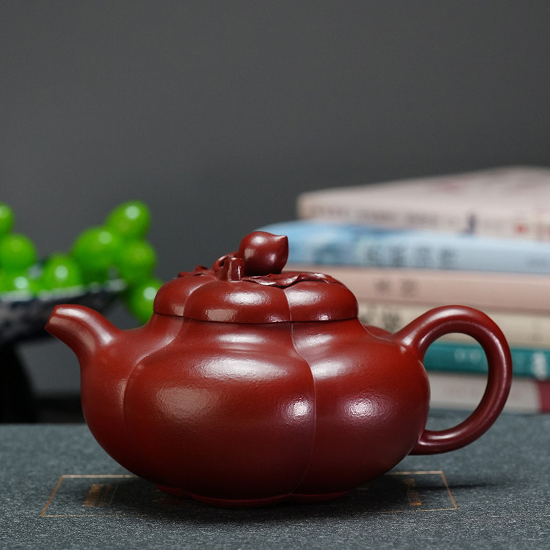 200cc上合桃贴花原矿大红袍宜兴紫砂壶茶具名家纯全手工茶具套组