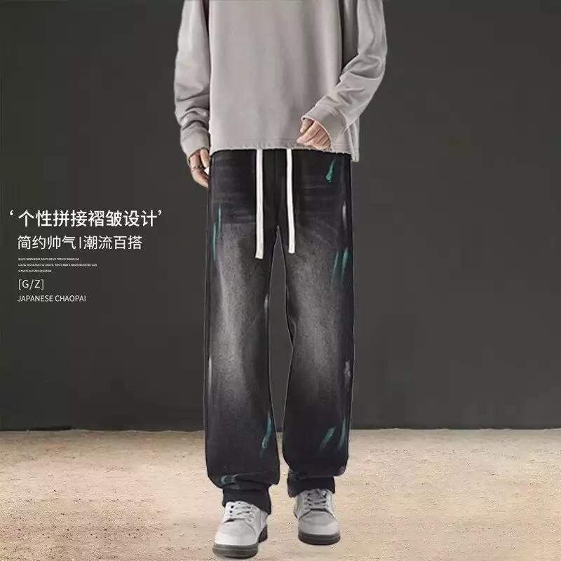 牛仔裤男士美式男生宽松直筒裤男牛仔裤