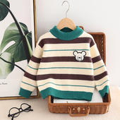 男孩韩版 百搭针织衫 洋气撞色条纹套头毛衣潮 新款 男童毛衣儿童秋季