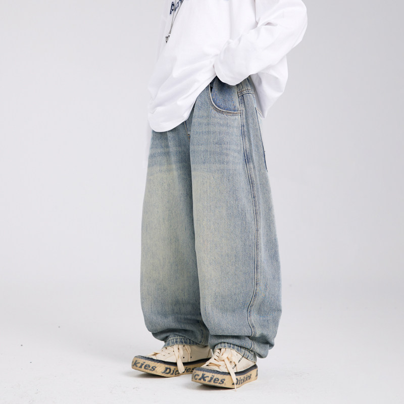 男童牛仔裤春秋款2026新款儿童秋季裤子中大童宽松长裤男孩阔腿裤