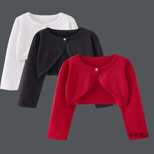 女童春秋开衫公主披肩配裙子外套金银线针织薄款防晒春夏空调衫