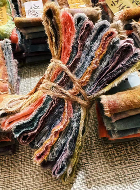 植物染布艺绳子手环特色民族风diy手工混线手编绳手撕布条植物染