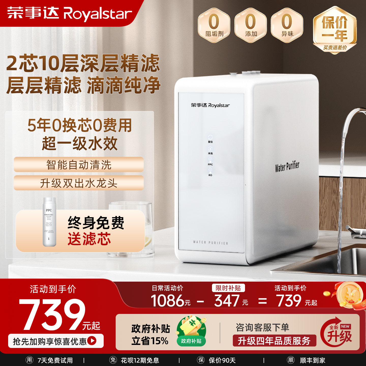 【新品热销】荣事达RO净水器800G图片