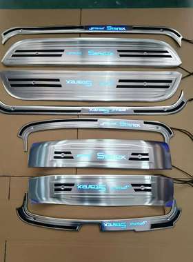 现代辉翼H1 grand Starex不锈钢门槛条迎宾踏板冷光LED带灯脚踏板