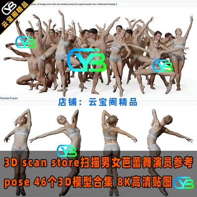 芭蕾舞蹈动态真人扫描3D角色模型