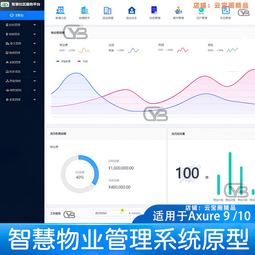axure原型智慧物业社区楼宇房屋管理后台系统web高保真设计原型01