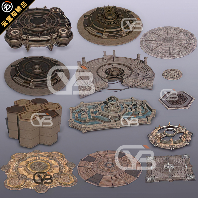 WP 建筑 底座 地台 圆盘 祭台 水池 喷泉 3D模型 3DMAX