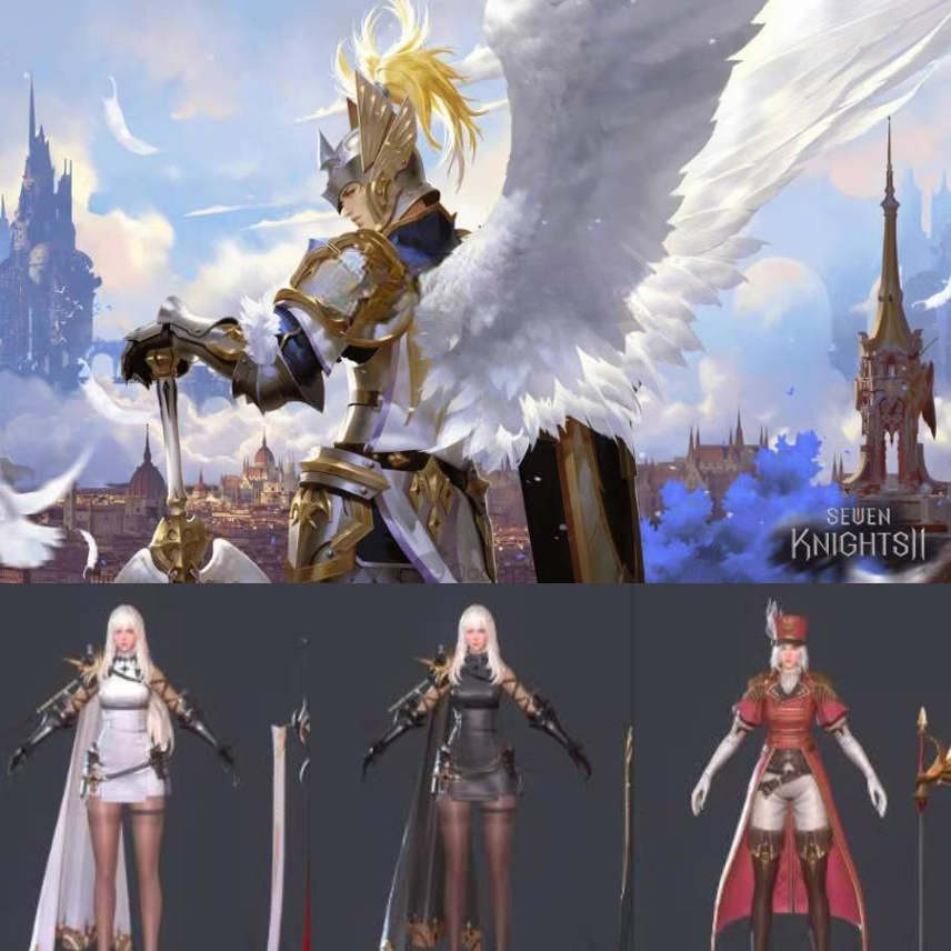 次世代七骑士魔幻游PBR手游模型合集3D角怪物NPC武器FBX骨骼动作