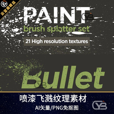 喷漆飞溅油漆纹理喷溅墨点喷枪杂点墨迹PNG免抠图PS后期设计素材