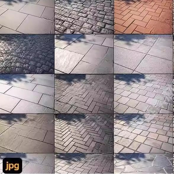 PBR地面道路砖墙无缝石砖纹理材质sp砖块8K反射法线通道jpg贴图