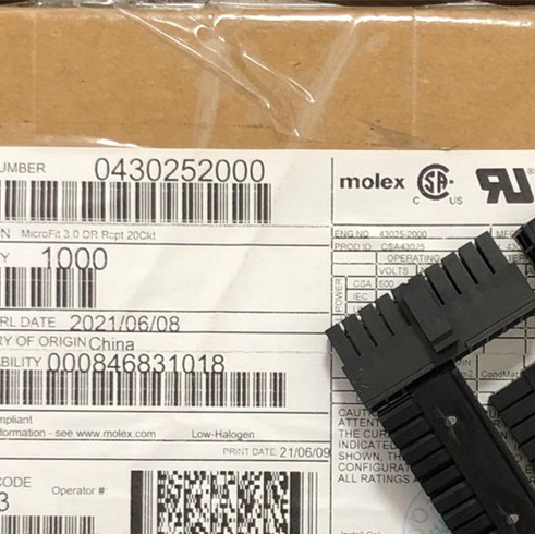 molex连接器 43025-2000 430252000 胶壳20P 原装现货 一个起拍
