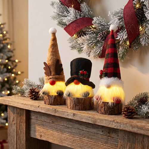 Christmas Snowflake Knitted Hat Light figurine display