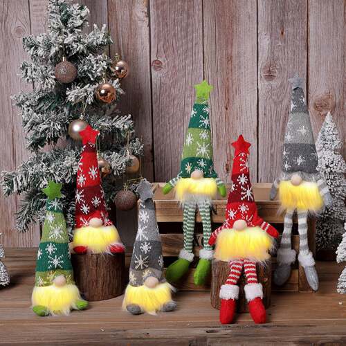 Christmas Decoration Snowflake Knitted Hat Light Hang doll
