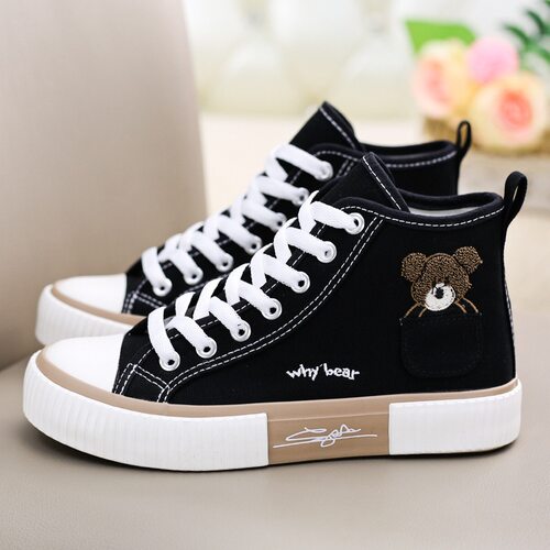 Bear high top shoes, women's canvas shoes, board shoes,