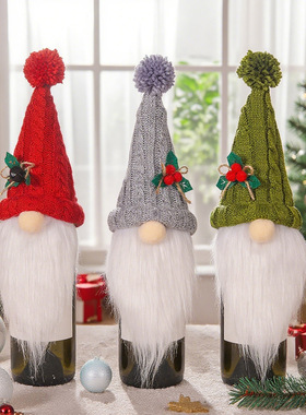 Christmas Decoration Rudolf Dwarf Face Wine Bottle lid hat