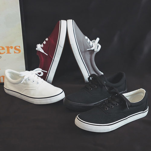 New white shoes, women's board shoes, couple canvas shoes,