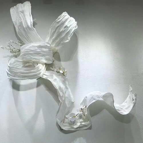 婚庆背景花艺纸艺飘带自由曲线