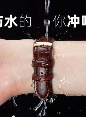 维途手表表带真皮澳洲牛皮表带配件男女代用DW卡西欧天王天梭浪琴