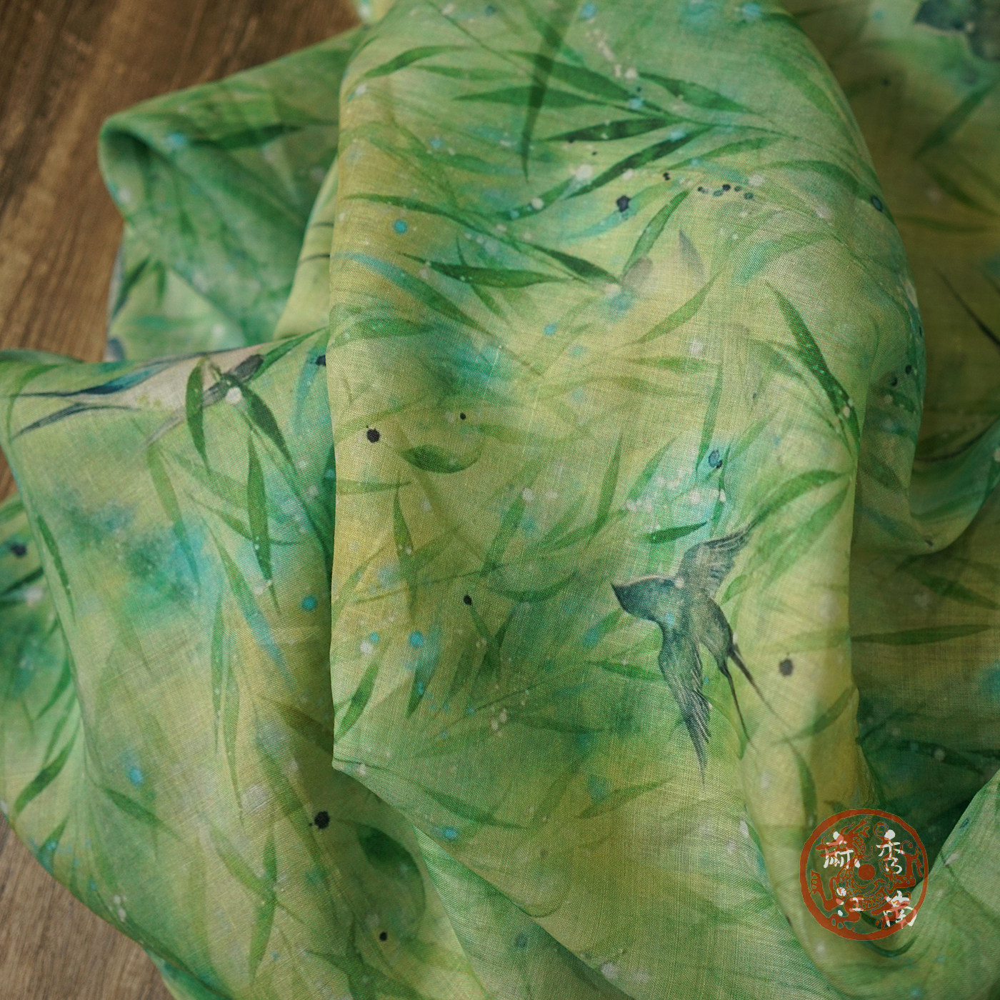 【幽梦】高端设计苎麻印花面料中国风汉服连衣裙旗袍服装中式布料