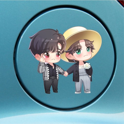 肖战王一博Q版博君一肖汽车身油箱盖电脑行李箱装饰卡通遮盖贴纸