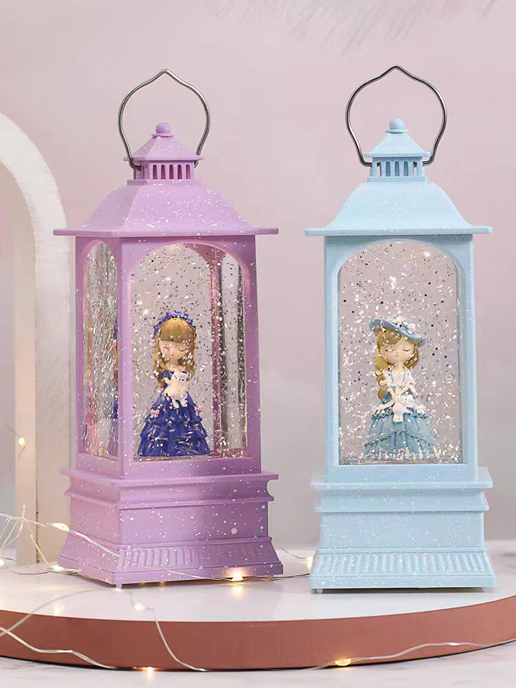 뮤직 박스 어린이 선물 회전하는 눈 장식품 귀여운 공주 수정 구슬 소녀를 위한 생일 선물 야간 조명