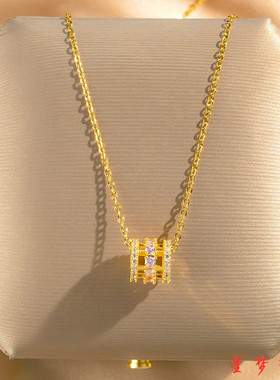 小蛮腰镶钻项链女金色简约气质