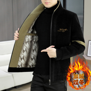 秋冬季毛呢夹克男立领修身短款呢绒大衣加绒加厚保暖冬装厚外套潮