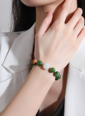 石秀堂碧玉圆珠沉香单圈手串原创设计手链正品礼物【带鉴定证书】