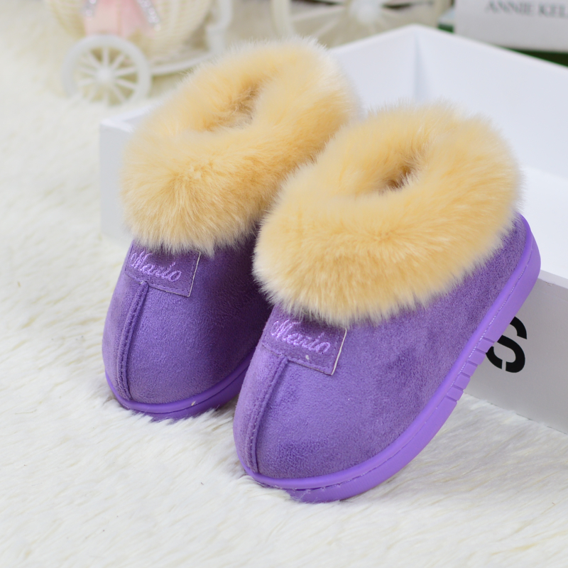 Chaussons enfants en suède pour hiver - semelle tendon - Ref 1007401 Image 3