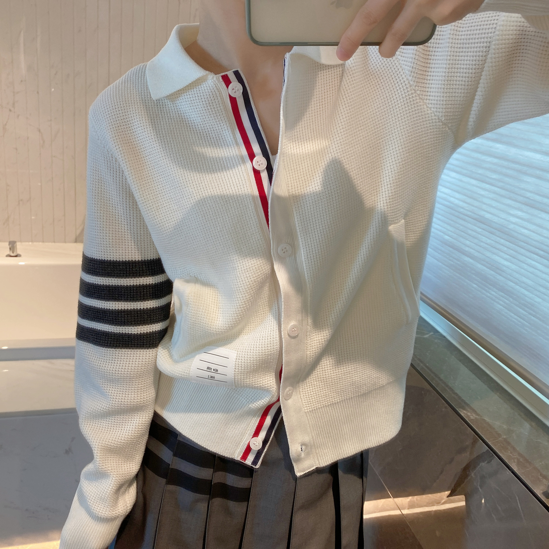 tb羊毛针织开衫polo翻领