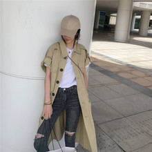 潮 中长款 韩版 waitmore外套宽松女装 气质短袖 经典 风衣女2019秋装
