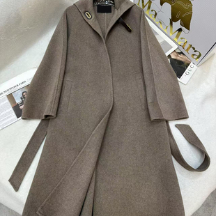 外套简洁女款 2025新款 3色大衣女款 秋冬新品 皮扣100%羊绒毛呢长款