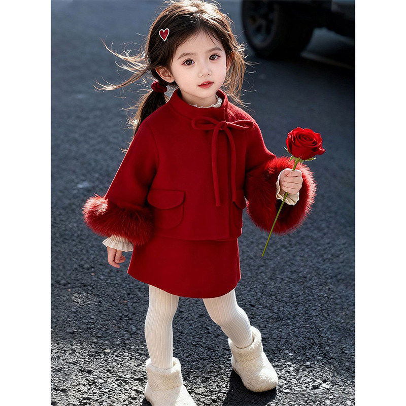 女宝过年红色套装2026秋冬新款儿童洋气小香风毛呢外套背心裙拜年,童装/婴儿装/亲子装,套装,淘宝优惠券,粉丝福利购,淘宝优惠卷