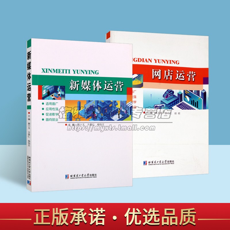 新媒体运营+网店运营营销分析讲解运或实操解析大中专院校高等院校学生电子商务专业使用书籍淘宝平台开店管理理论分析哈工大社