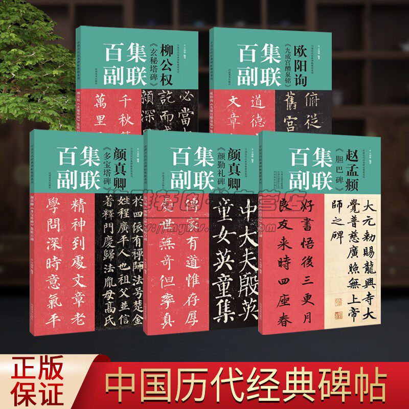 集联百副5册中国楷书碑帖经典赵孟頫欧阳询颜真卿柳公权集联玄秘塔牌九成宫醴泉铭多宝塔颜勤礼碑临摹春联对联门对春联书法书籍